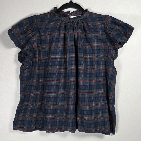 Birds of Paradis by Trovata Tops - Birds Of Paradis by Trovata Carla Women's Plaid‎ Blouse Sz XS Blue Green Preppy
